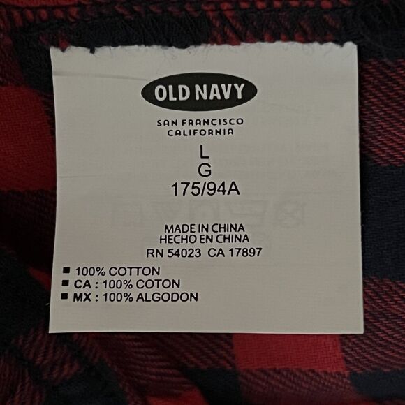 Old Navy Pajama Pants Men's L Fleece Red and Black Buffalo Check Plaid Comfy NWT - Picture 4 of 16